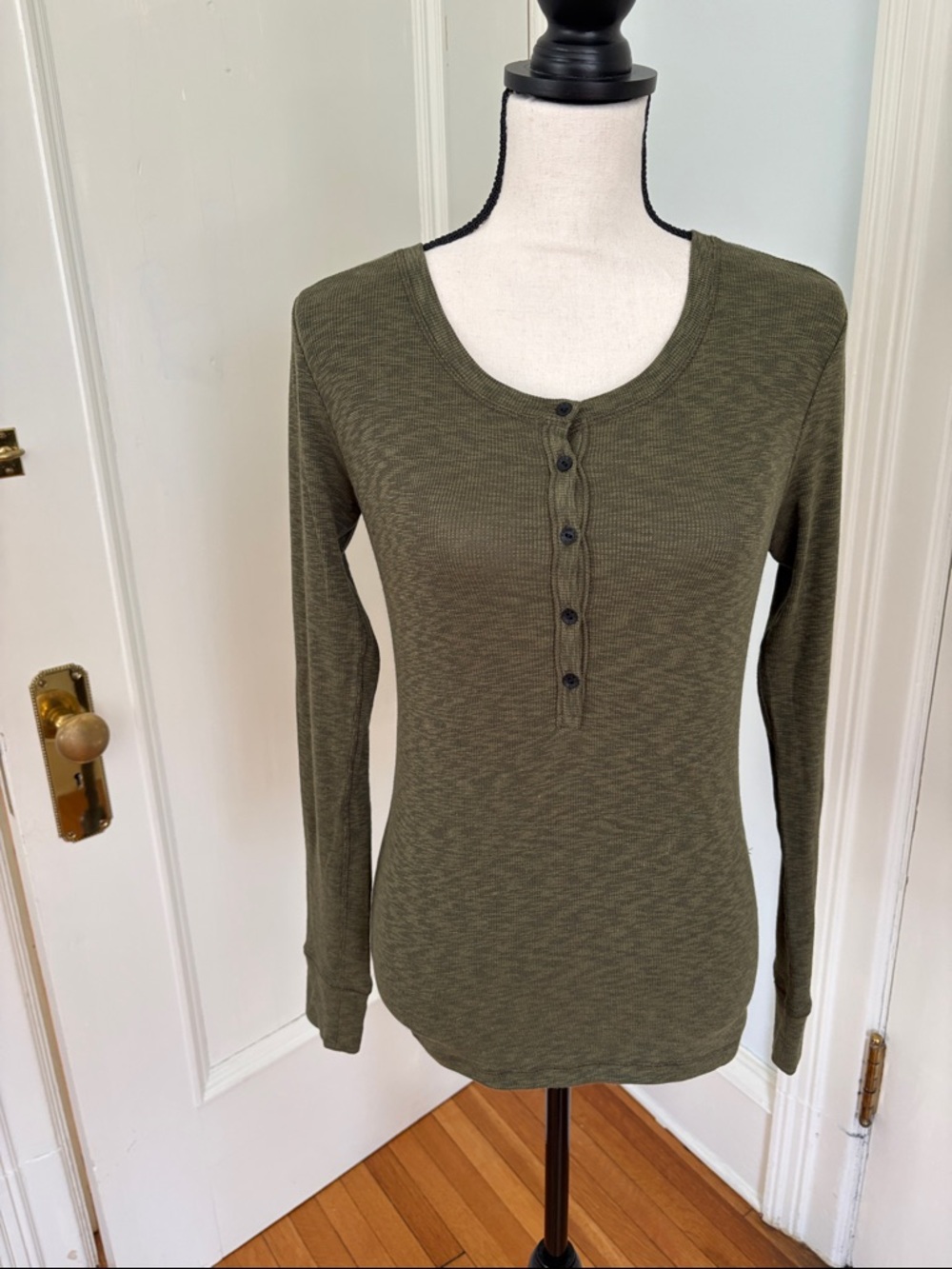 rag & bone Olive Green Long-Sleeve Henley Tee